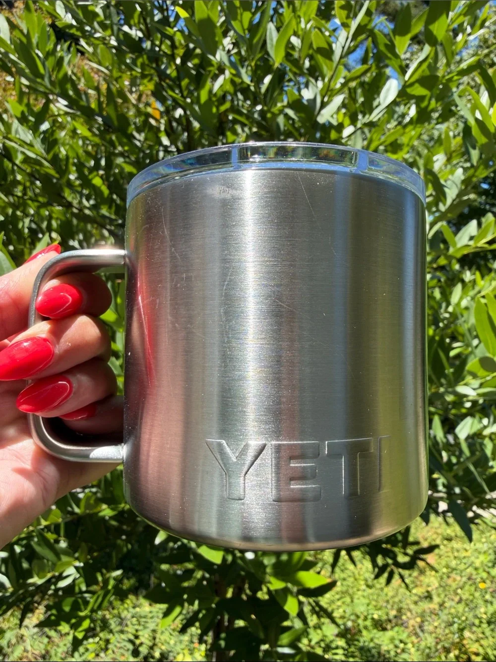 Yeti Stainless Steel Travel Mug Silver camping mug with Clear Lid